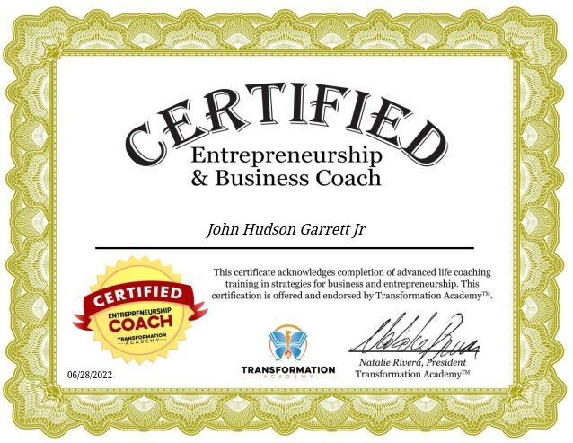 John Hudson Garrett Jr s Certificate