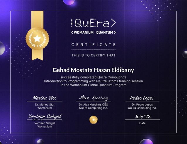 Gehad Mostafa Hasan Eldibany's Certificate